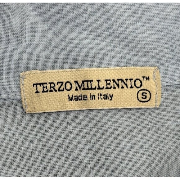 Terzo Millennio Button-Up Shirt Dress Light Blue Linen Blend Italy Womens Size S - Picture 4 of 8